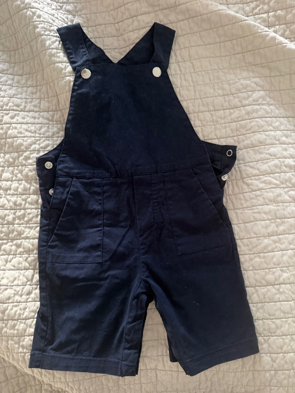 Jacadi Navy Shortall Overalls with Front Pockets